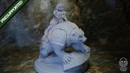 Charging Gnome Paladin Rider Miniature - by Jigglystix