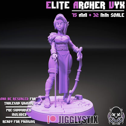 Elite Elven Archer Vyx Miniature - by Jigglystix