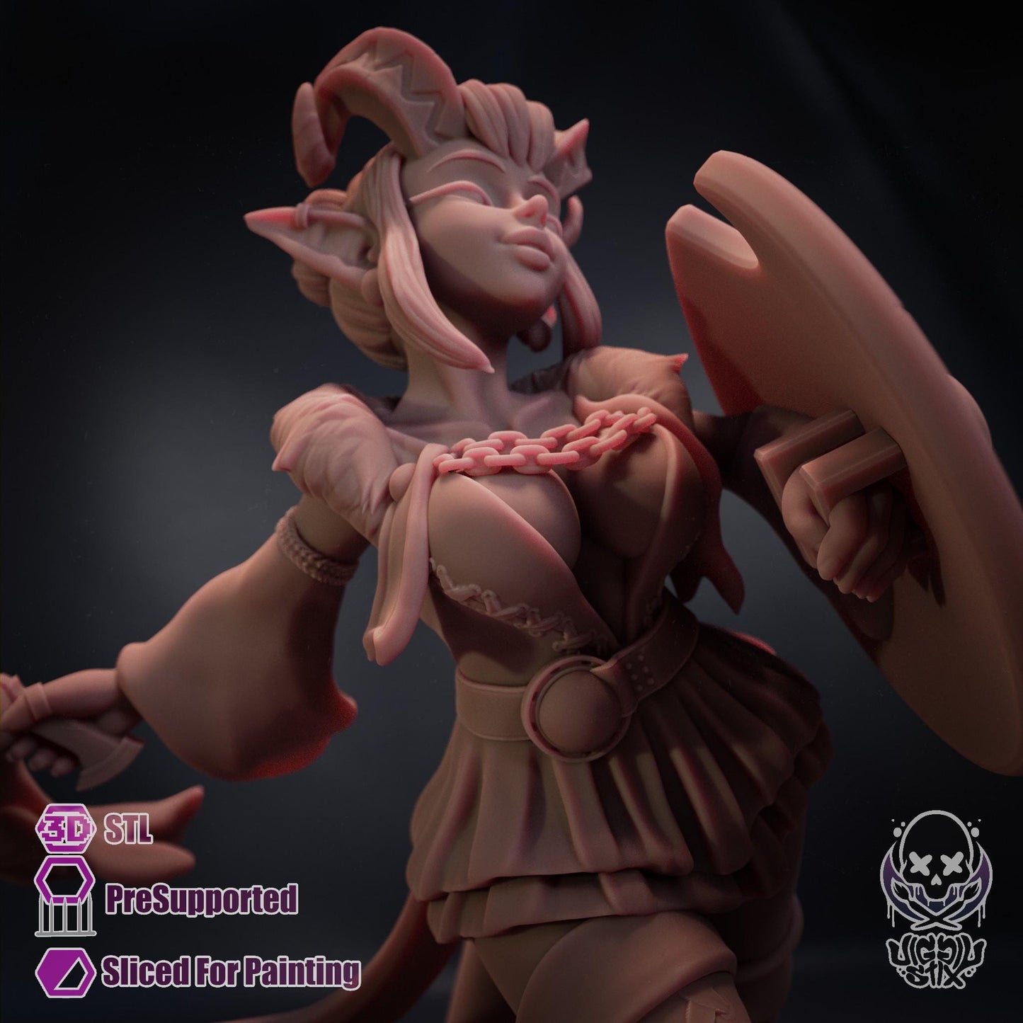 Fire Dancer Tiefling Miniature - by Jigglystix
