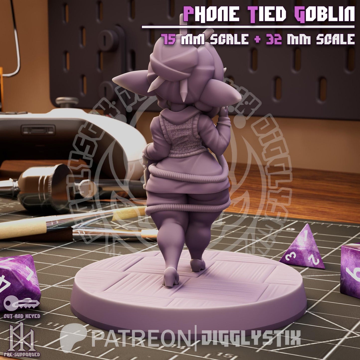 Phone Tied Goblin Miniature - by Jigglystix