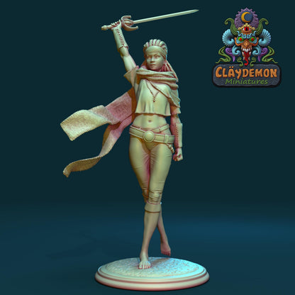 Blue Clover the Thief Woman Miniature - by Claydemon Miniatures