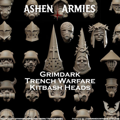 Kitbash Heads for Grimdark Trench Warfare - Ashen Armies by Bite the Bullet