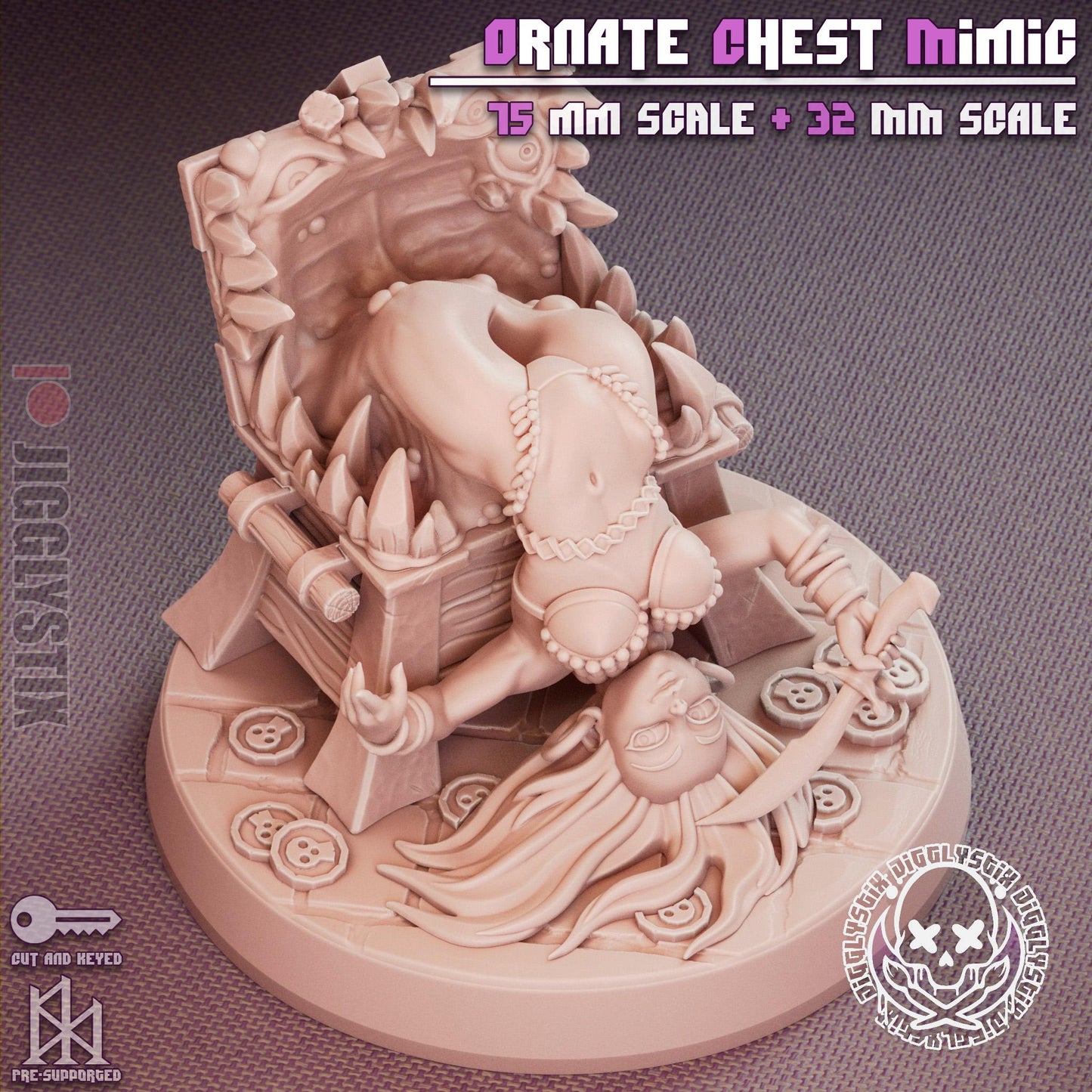 Ornate Chest Mimic Miniature - by Jigglystix