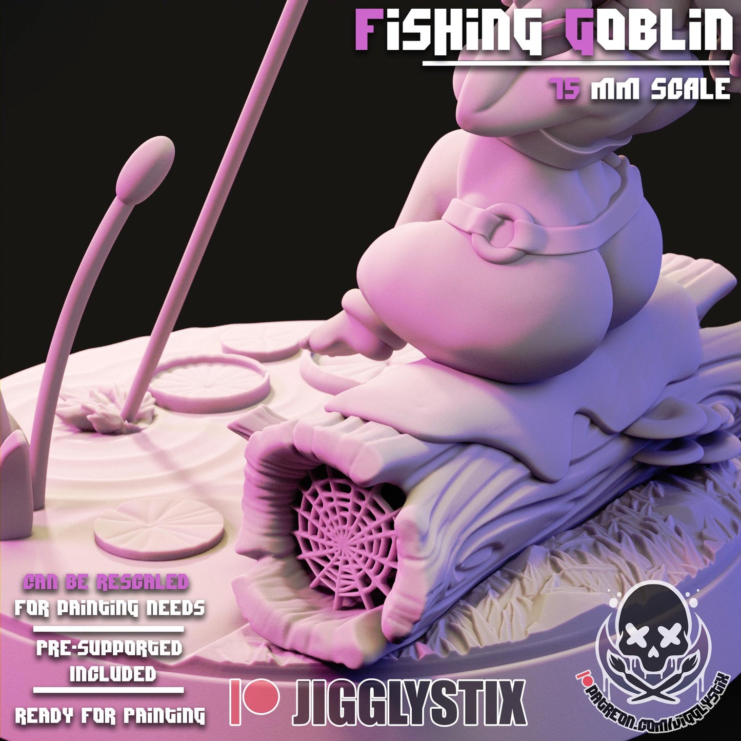 Fishing Goblin Girl Miniature - by Jigglystix