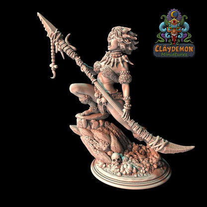 Prehistoric Howler Woman Miniature - by Claydemon Miniatures