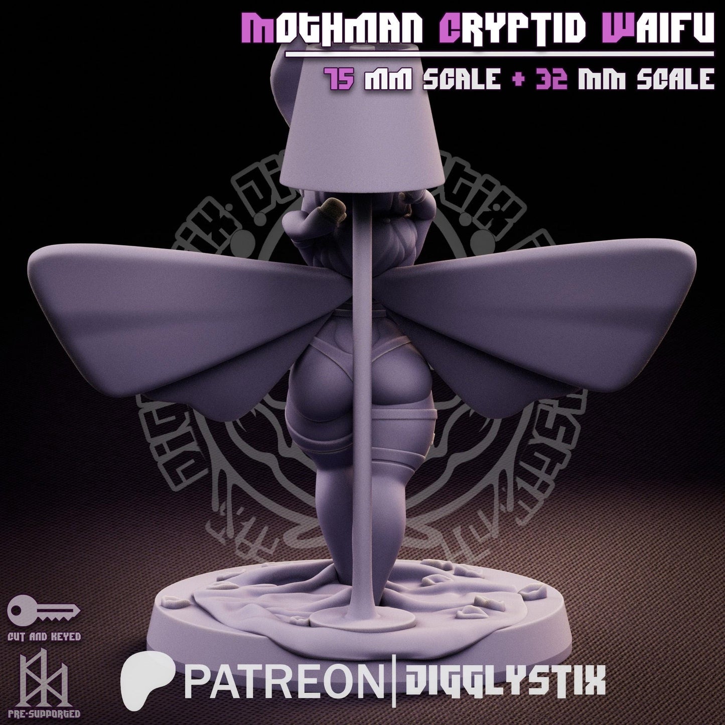 Mothman Cryptid Waifu Miniature - by Jigglystix
