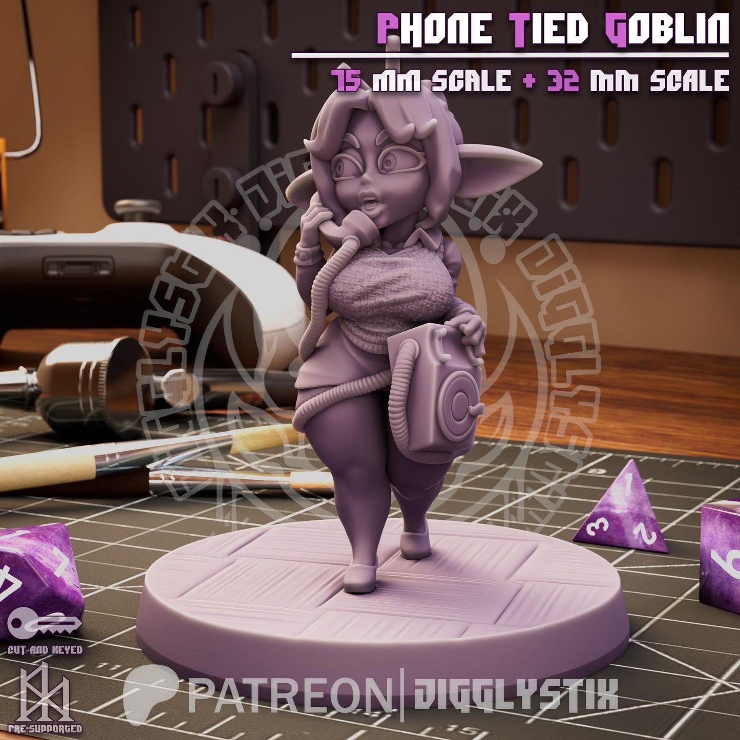 Phone Tied Goblin Miniature - by Jigglystix