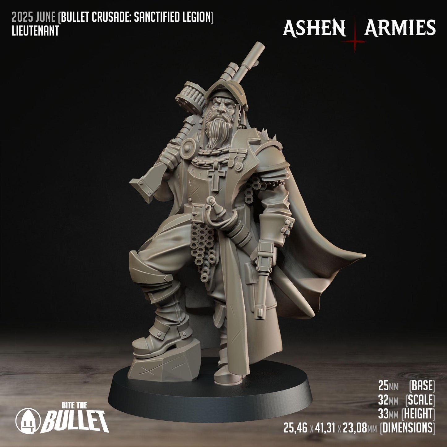 Sanctified Legion Lieutenant Miniature - Ashen Armies by Bite the Bullet
