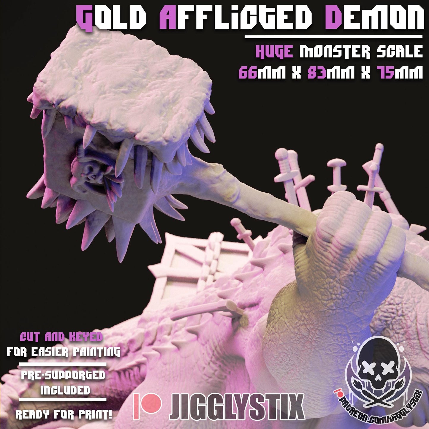 Gold Afflicted Demon Miniature - by Jigglystix