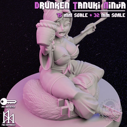 Drunk Tanuki Ninja Miniature - by Jigglystix