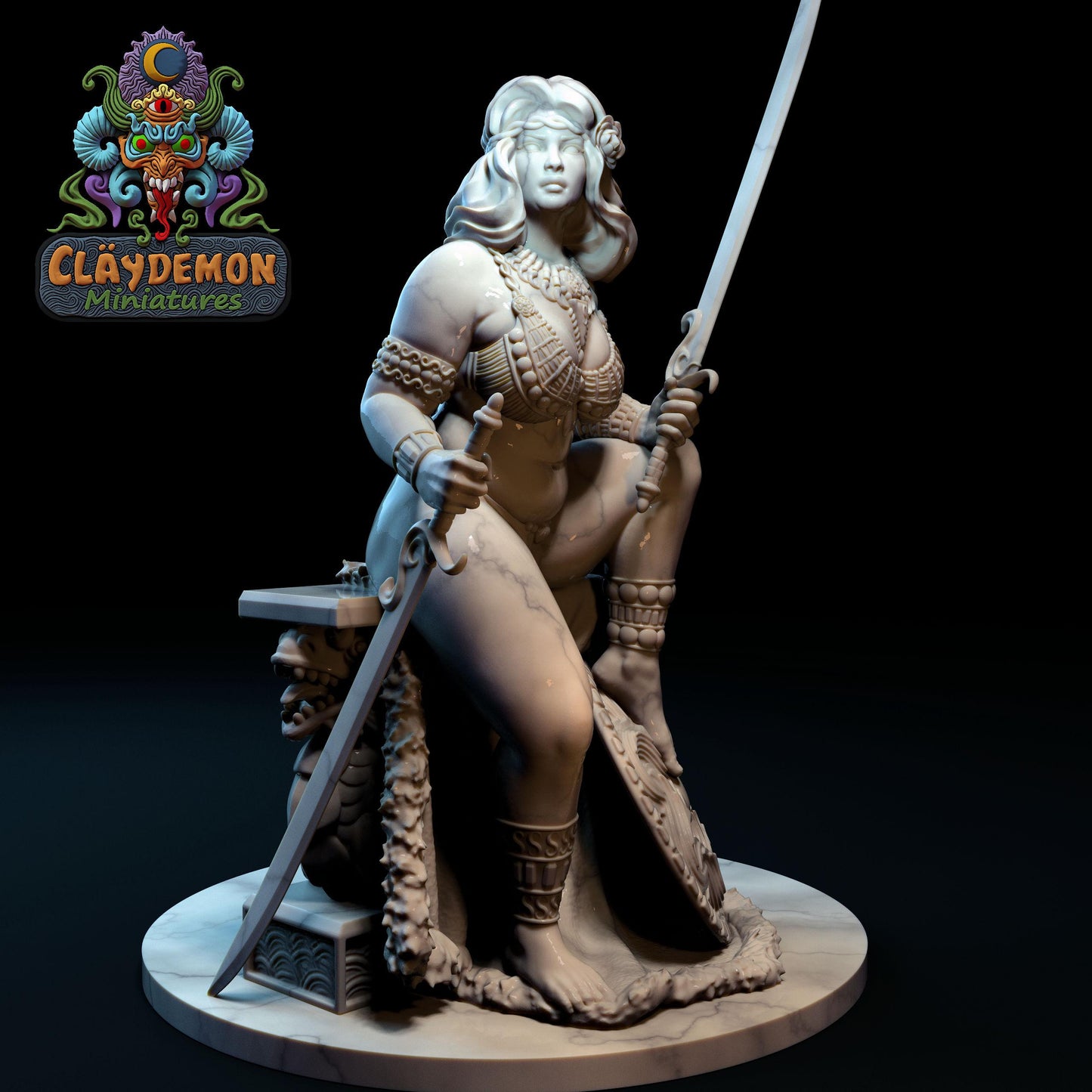 Daphne the Warrior Woman Miniature - by Claydemon Miniatures