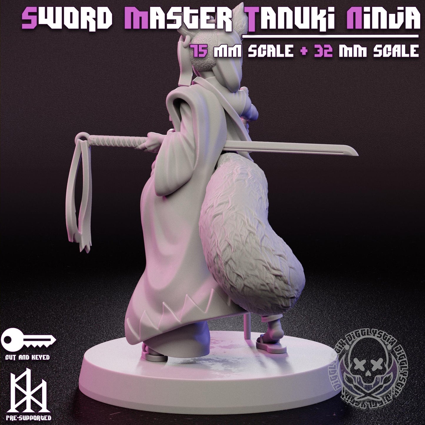 Sword Master Tanuki Ninja Miniature - by Jigglystix