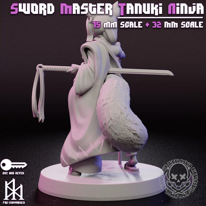 Sword Master Tanuki Ninja Miniature - by Jigglystix