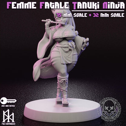 Femme Fatale Tanuki Ninja Miniature - by Jigglystix