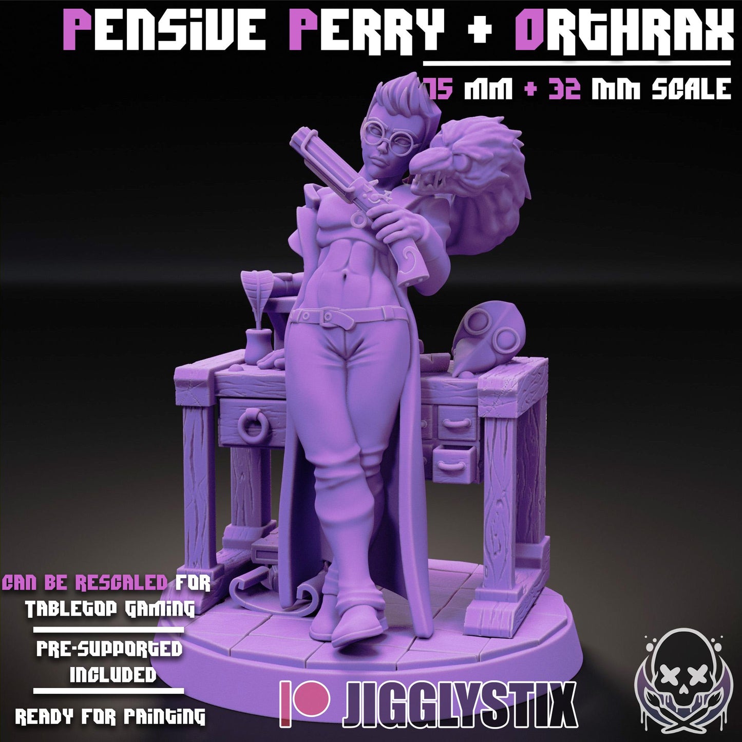 Pensive Perry & Orthrax Miniature - by Jigglystix