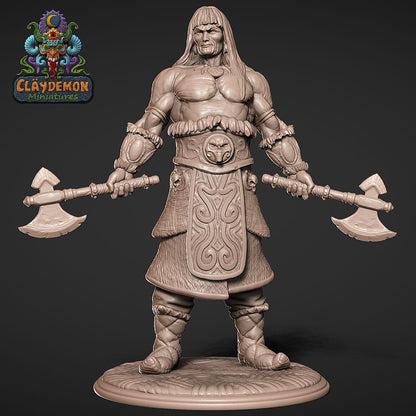 Vagarr the Barbarian Miniature - by Claydemon Miniatures