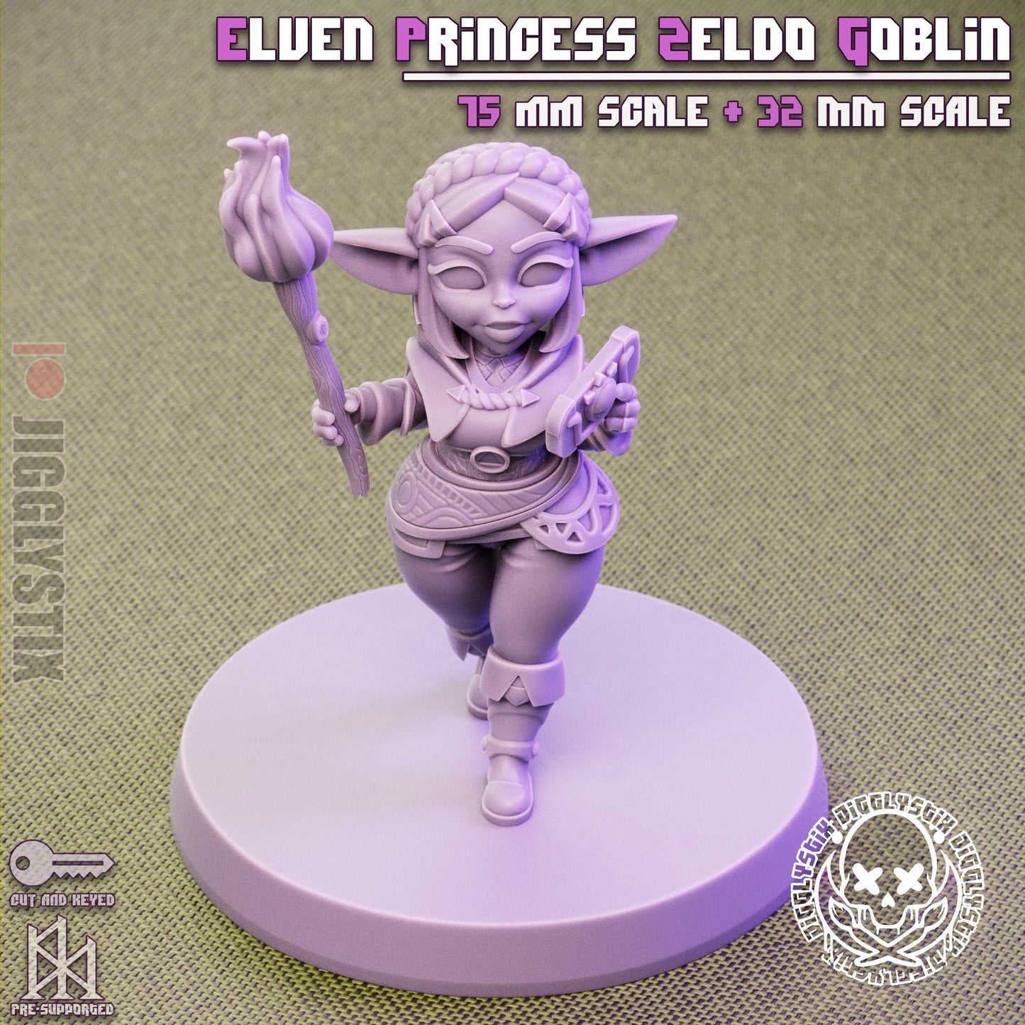 Elven Princess Zeldo Goblin Miniature - by Jigglystix