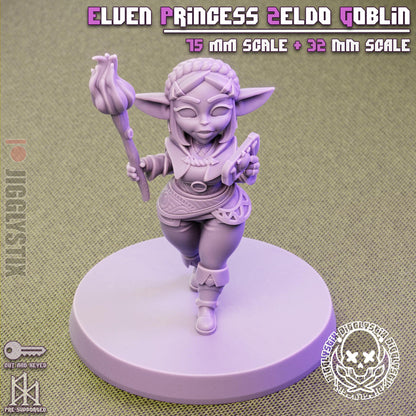 Elven Princess Zeldo Goblin Miniature - by Jigglystix