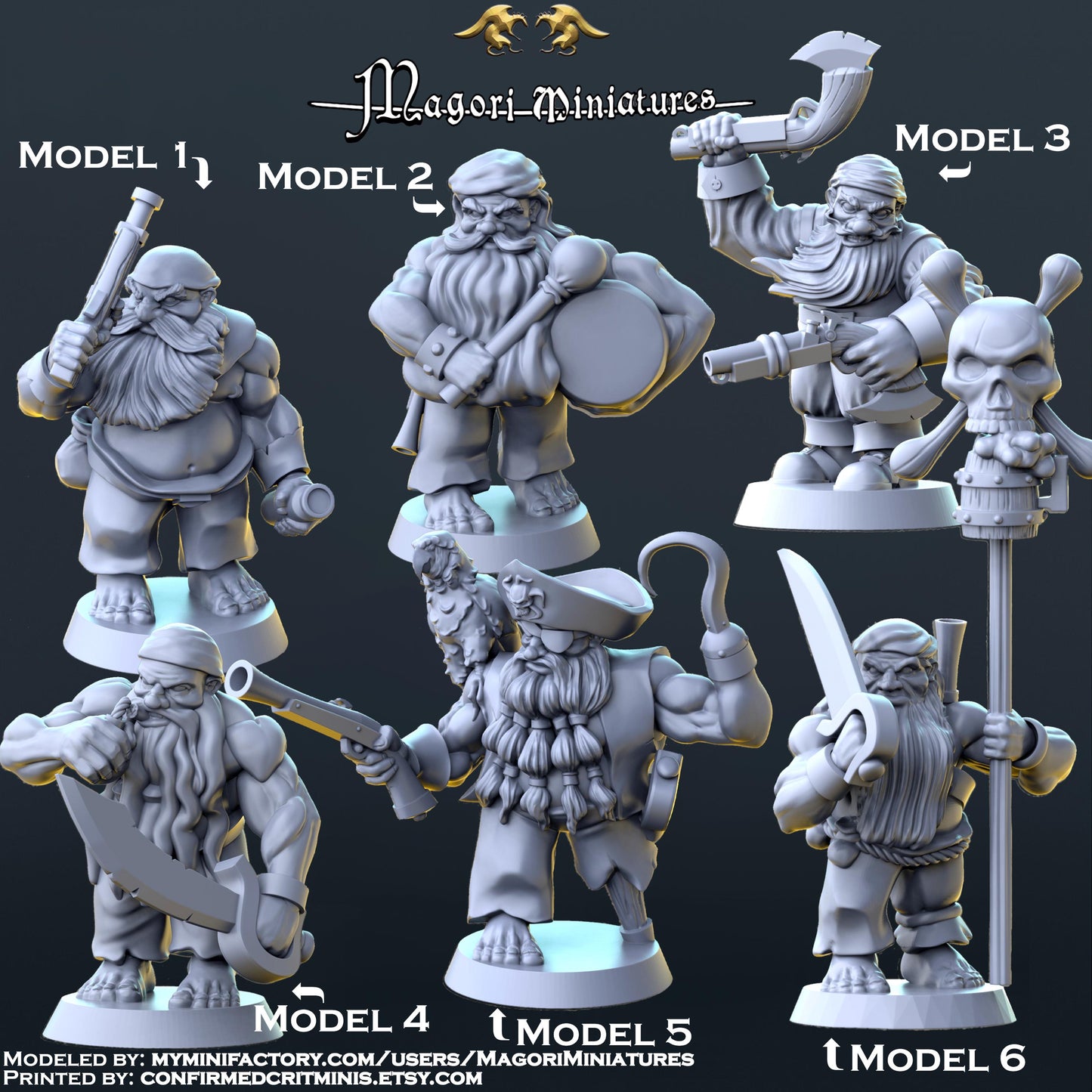 Dwarven Pirate Crew Miniatures - by Magori Miniatures