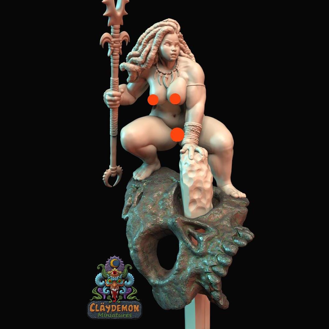 Kanake the Island Warrior Woman Miniature - by Claydemon Miniatures