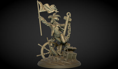 Anchoretta the Pirate Captain Miniature - by Claydemon Miniatures