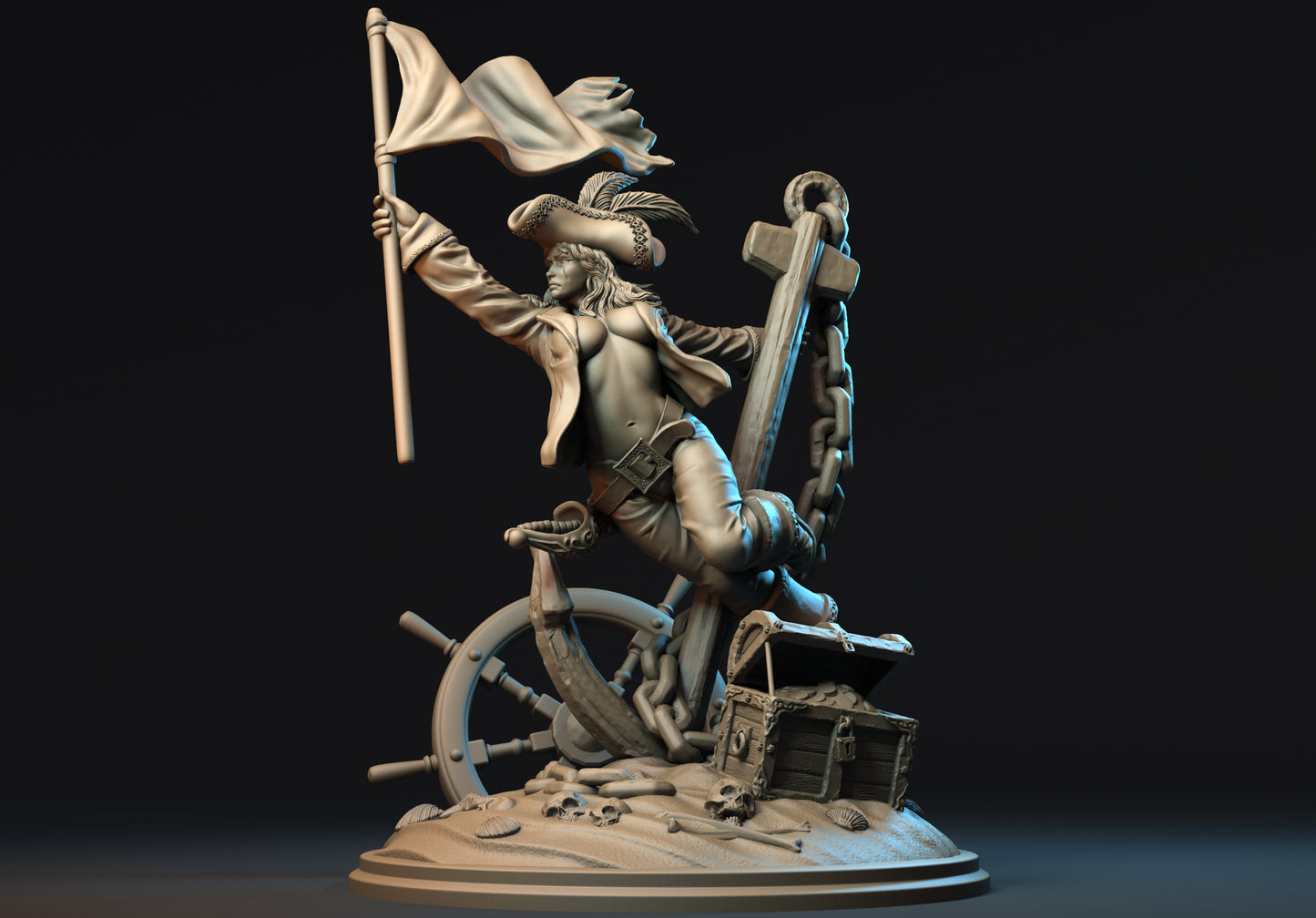 Anchoretta the Pirate Captain Miniature - by Claydemon Miniatures
