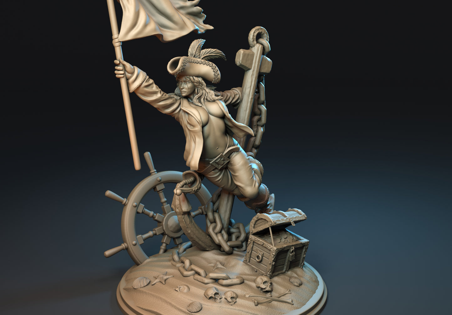 Anchoretta the Pirate Captain Miniature - by Claydemon Miniatures