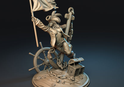 Anchoretta the Pirate Captain Miniature - by Claydemon Miniatures
