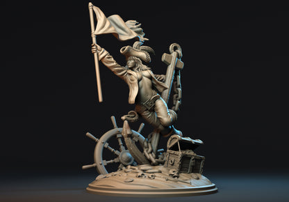 Anchoretta the Pirate Captain Miniature - by Claydemon Miniatures