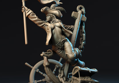 Anchoretta the Pirate Captain Miniature - by Claydemon Miniatures