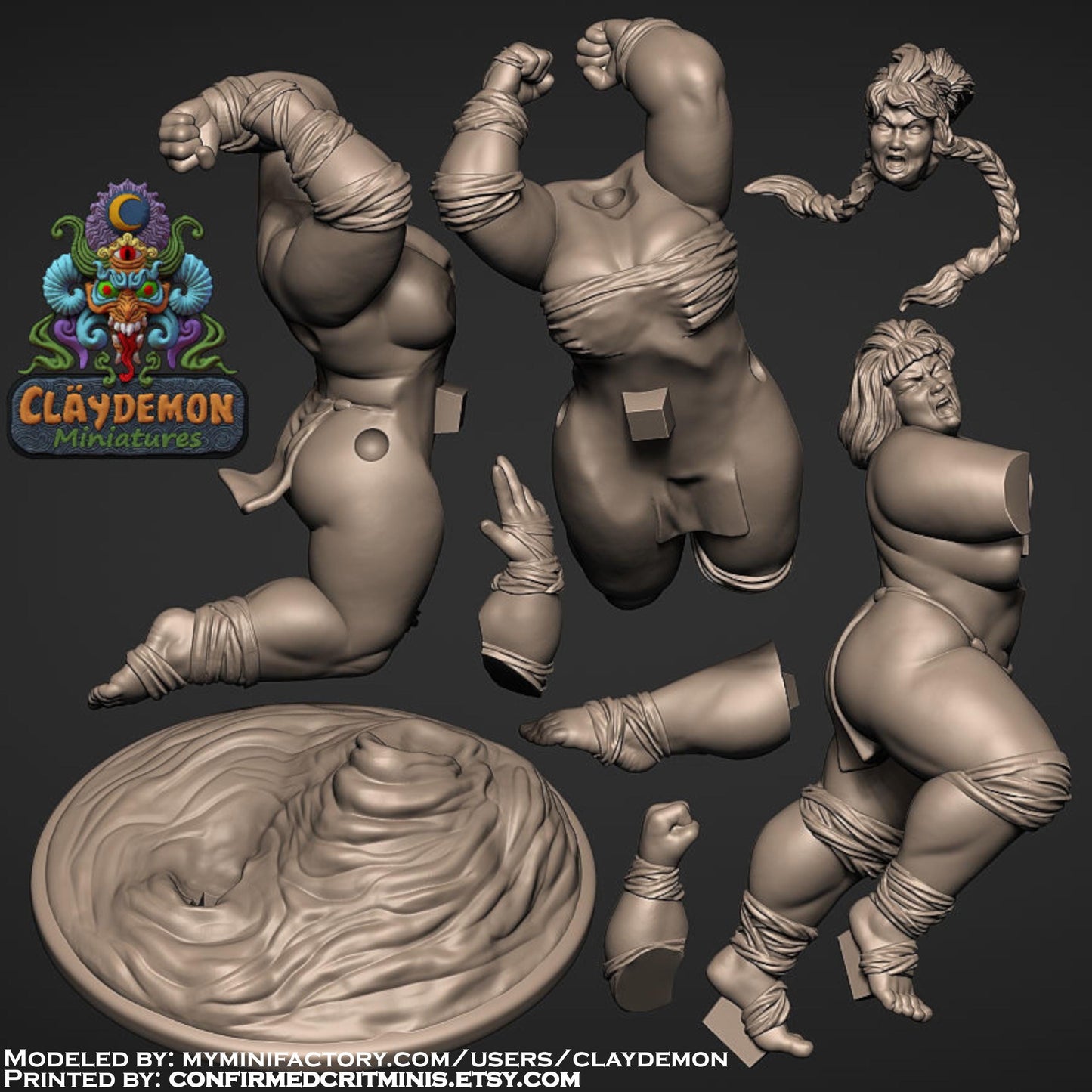 The Wrestlers Women Miniature - by Claydemon Miniatures