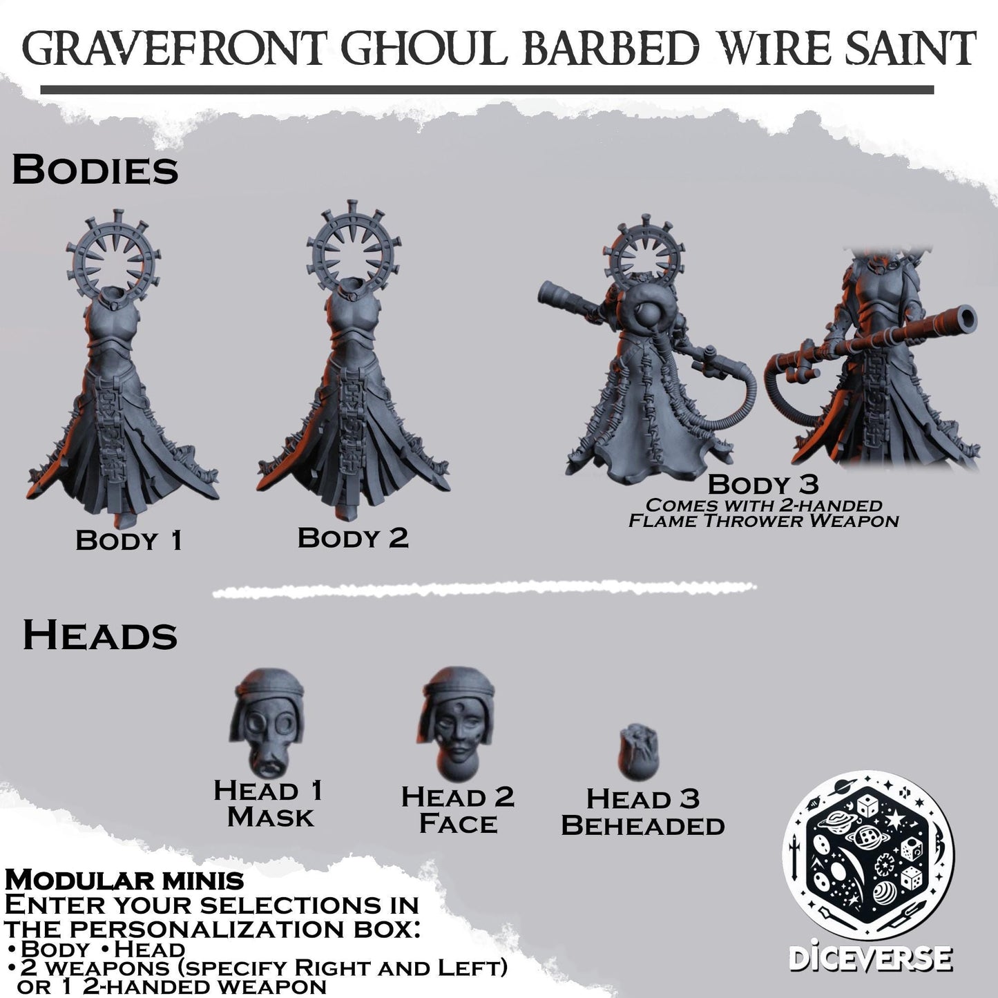 Gravefront Ghoul Barbed Wire Saint Modular Miniatures - Diceverse
