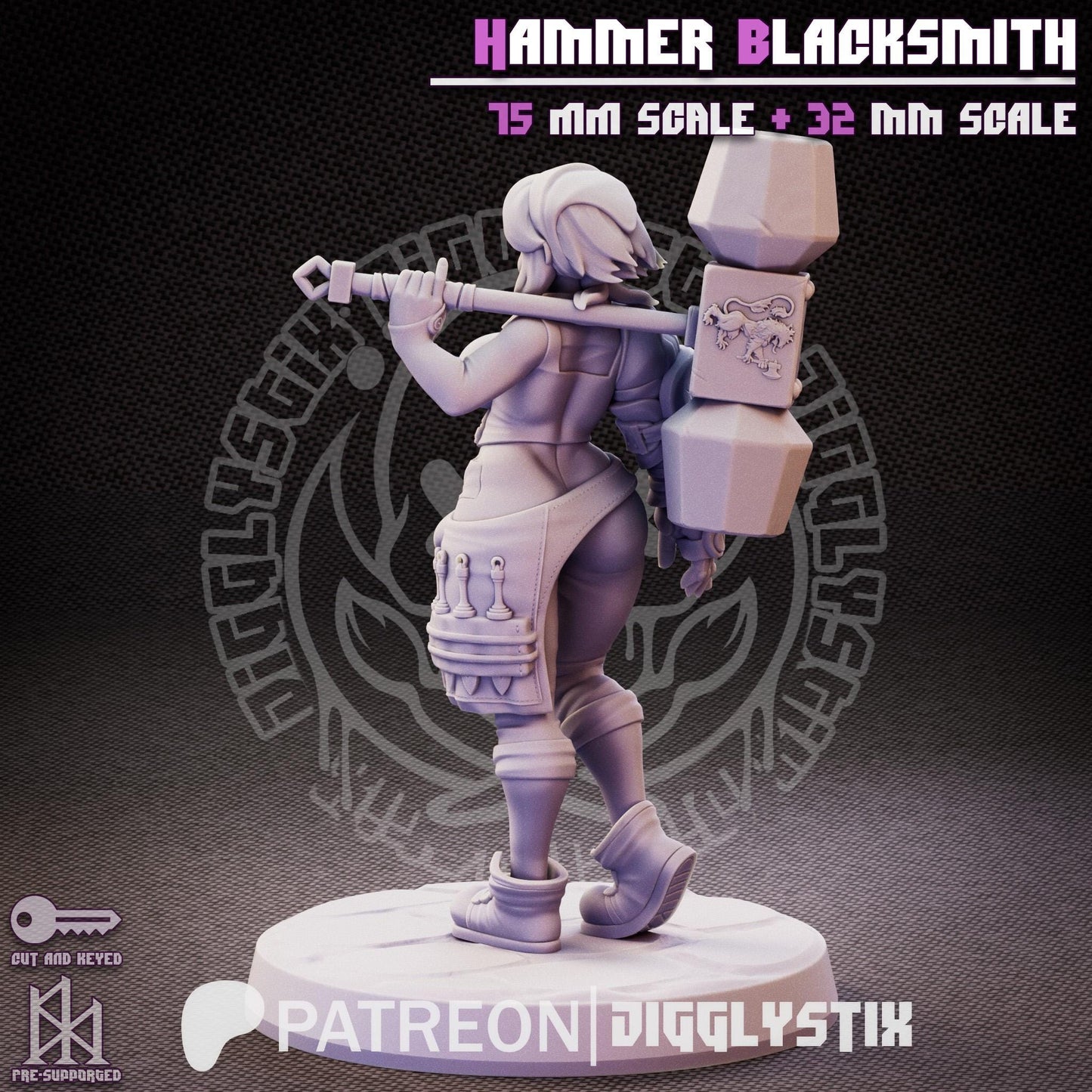 Hammer Blacksmith Miniature - by Jigglystix