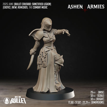 Sanctified Legion Remedios the Combat Medic Miniature - Ashen Armies by Bite the Bullet