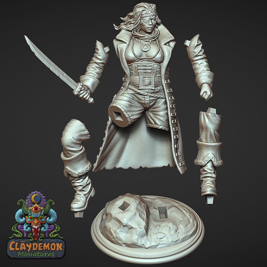 Callie the Rogue Leader Woman Miniature - by Claydemon Miniatures