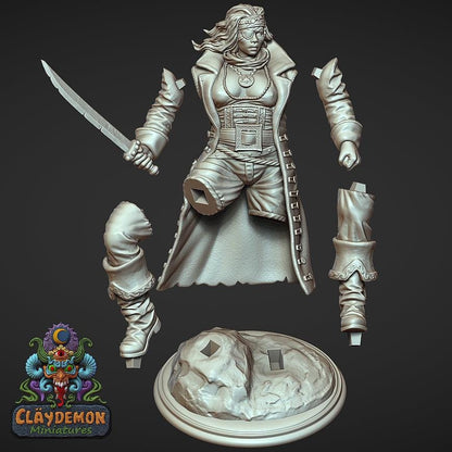 Callie the Rogue Leader Woman Miniature - by Claydemon Miniatures