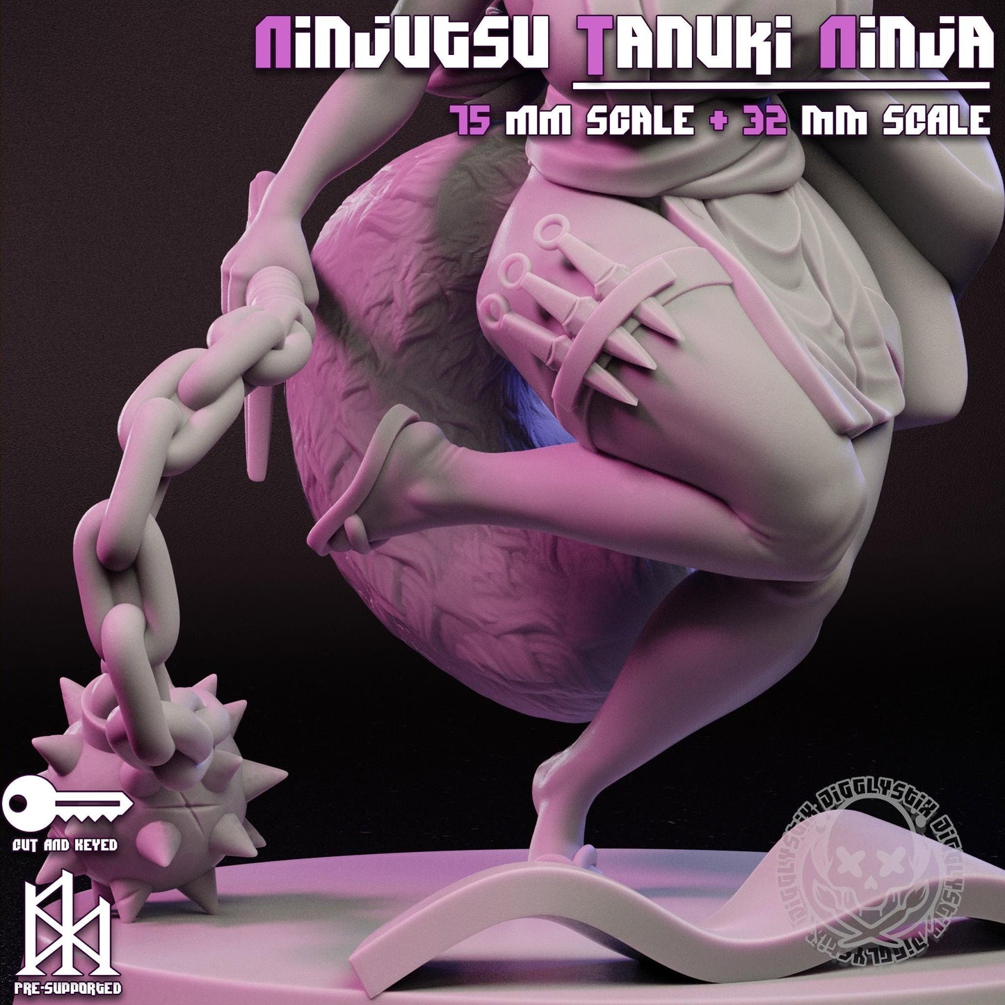 Ninjutsu Tanuki Ninja Miniature - by Jigglystix