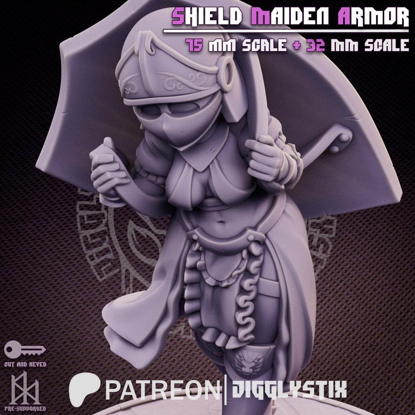 Shield Maiden Impractical Armor Miniature - by Jigglystix
