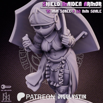 Shield Maiden Impractical Armor Miniature - by Jigglystix