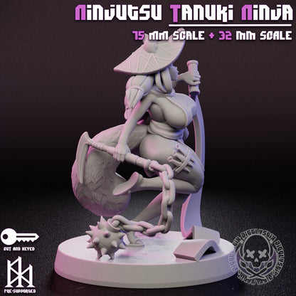 Ninjutsu Tanuki Ninja Miniature - by Jigglystix
