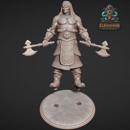 Vagarr the Barbarian Miniature - by Claydemon Miniatures