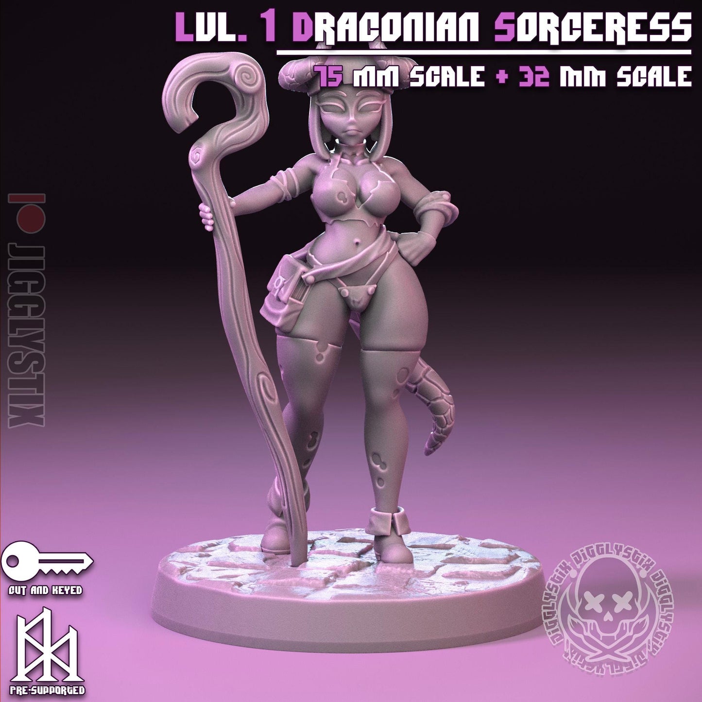 Lvl 1 Draconian Sorceress Miniature - by Jigglystix