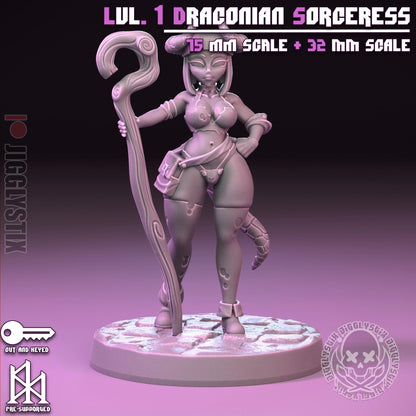 Lvl 1 Draconian Sorceress Miniature - by Jigglystix