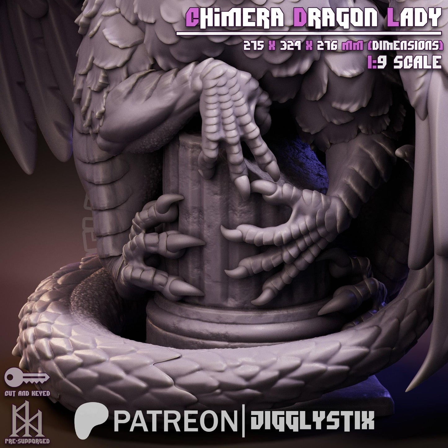 Chimera Dragon Lady Miniature - by Jigglystix