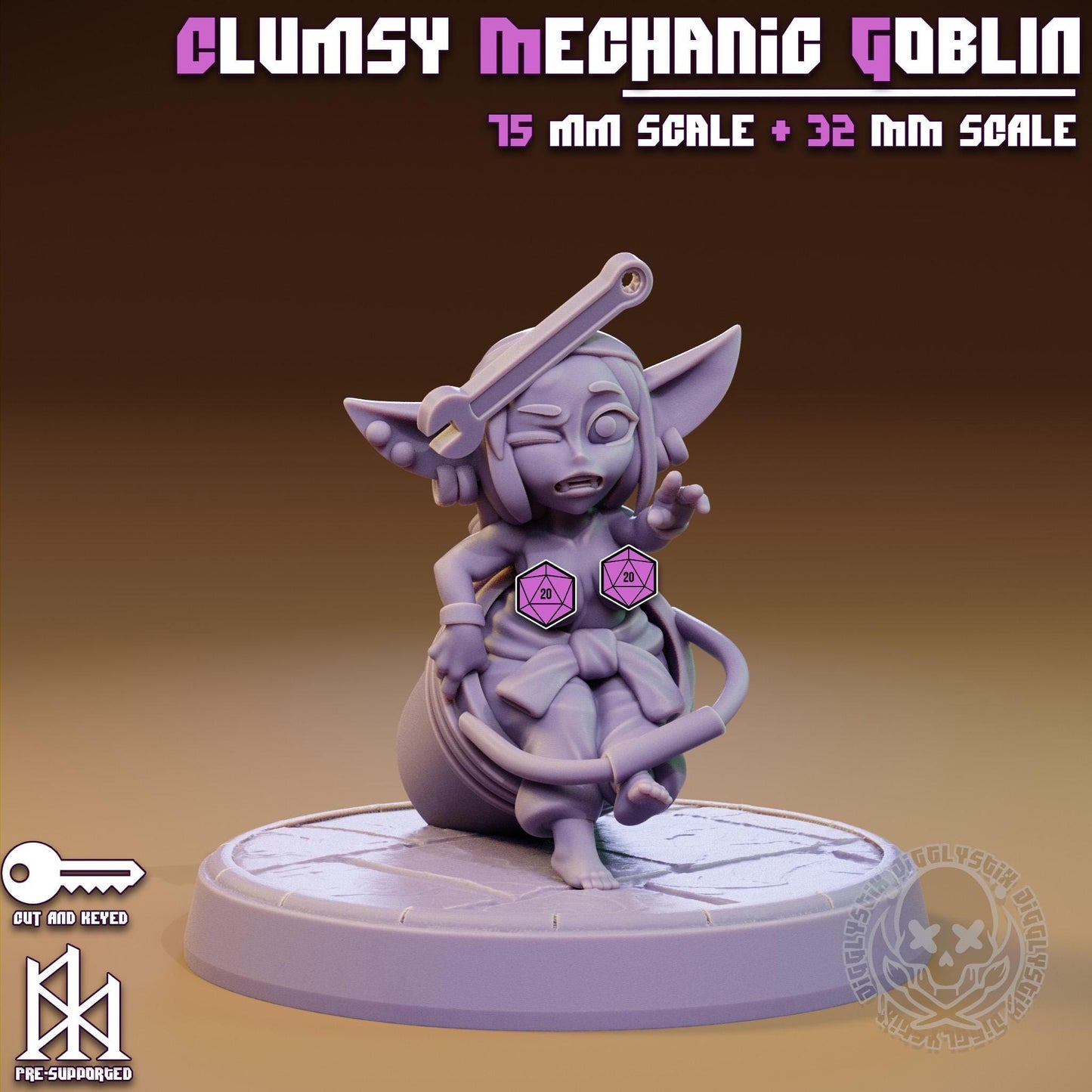 Clumsy Apprentice Mechanic Goblin Miniature - by Jigglystix