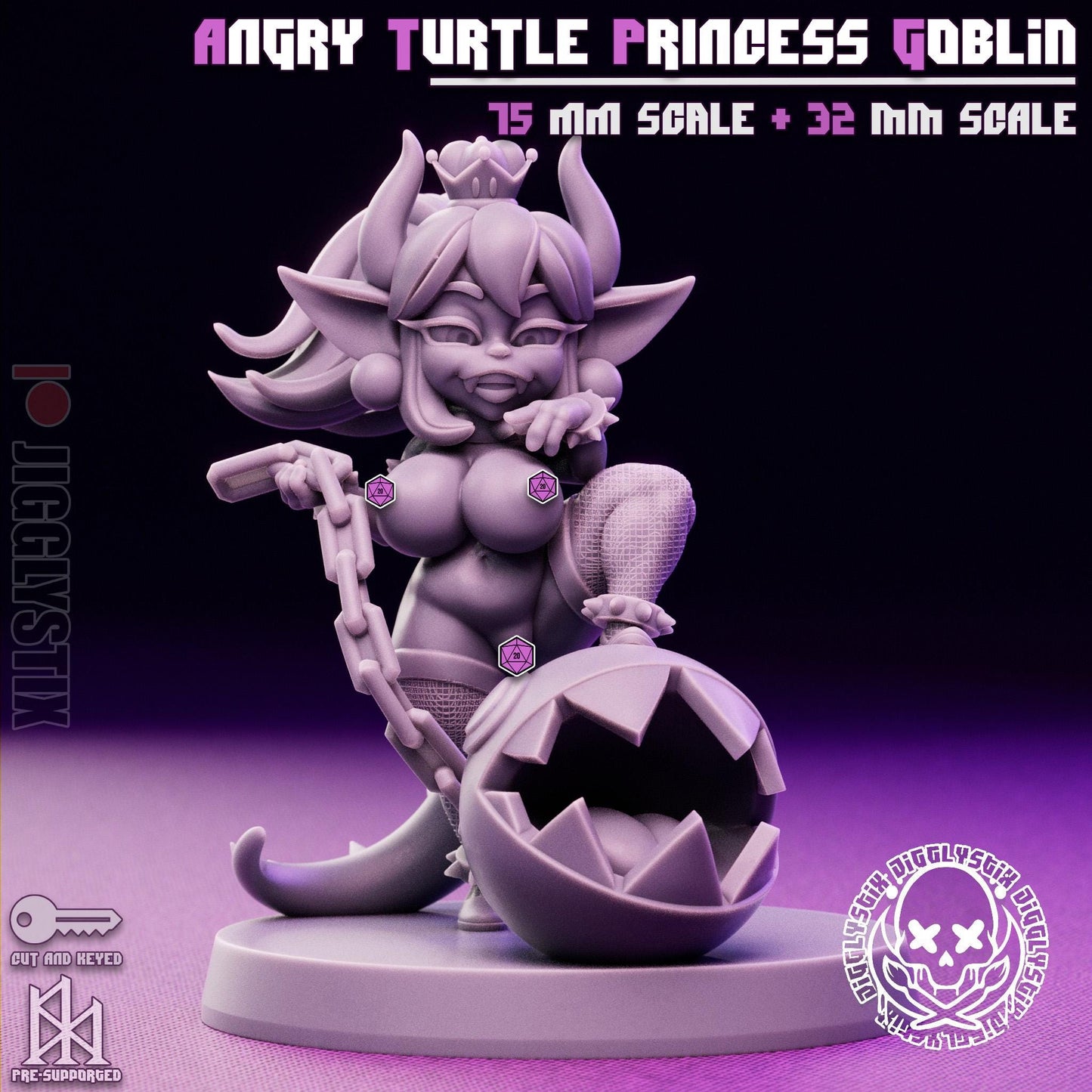 Angry Turtle Princess Goblin Miniature - by Jigglystix