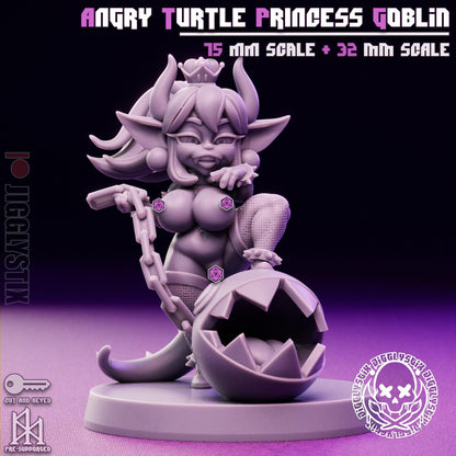 Angry Turtle Princess Goblin Miniature - by Jigglystix