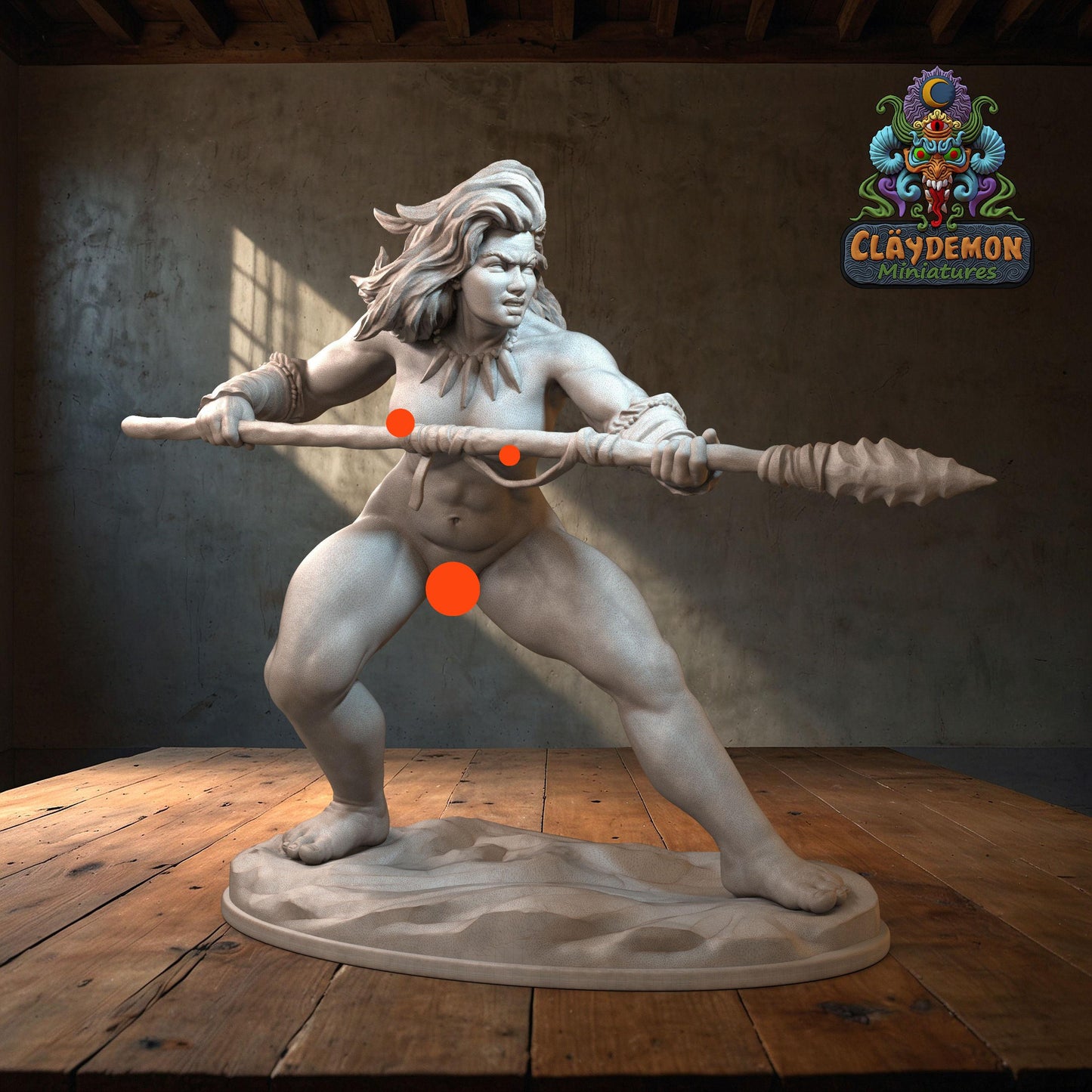 Arrah the Tribal Warrior Woman Miniature - by Claydemon Miniatures