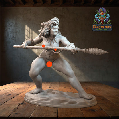 Arrah the Tribal Warrior Woman Miniature - by Claydemon Miniatures