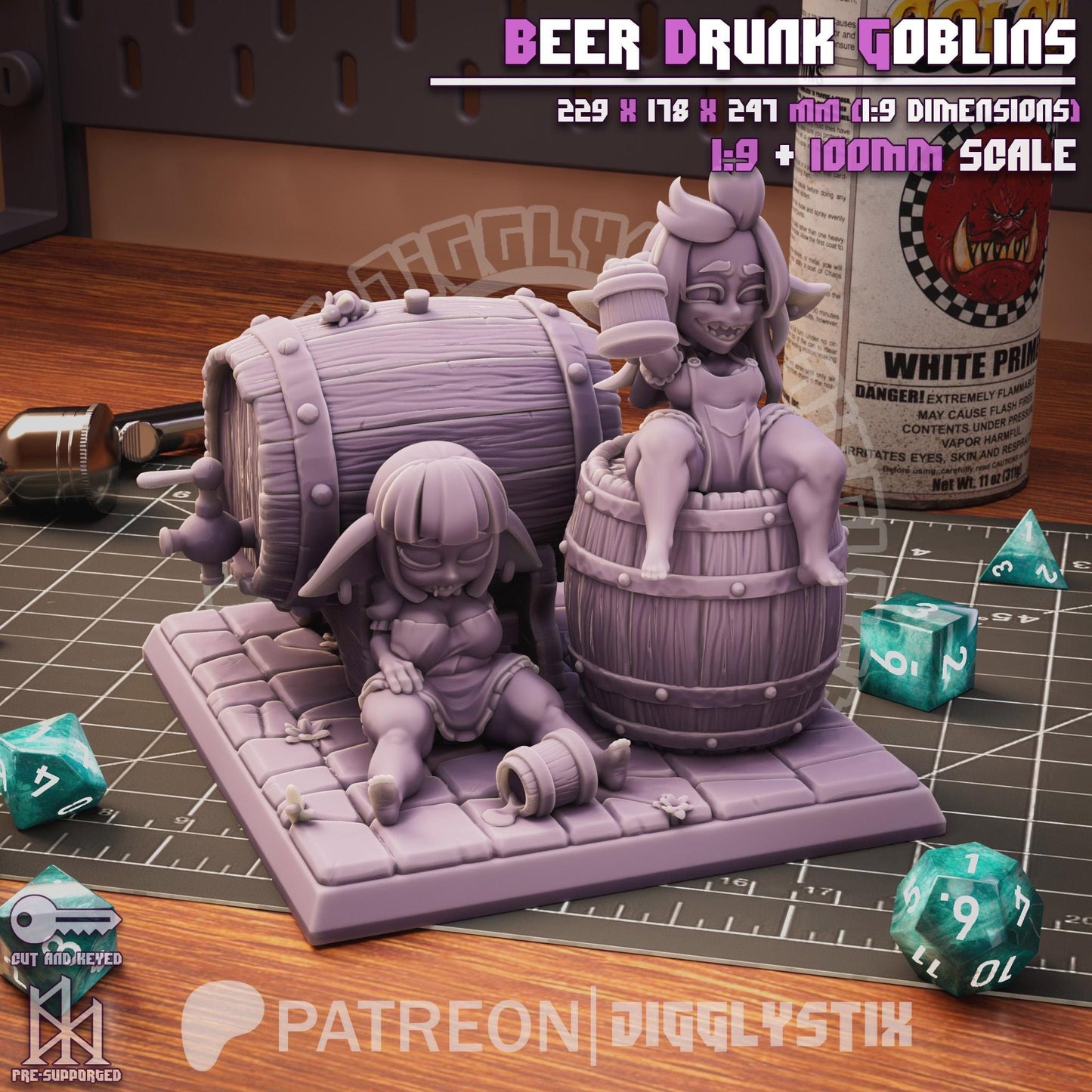 Beer Drunk Goblins Miniature Diorama - by Jigglystix